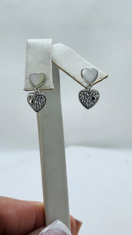 Brand New Sterling Silver 925 Opal Heart Earrings