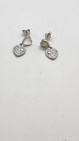 Brand New Sterling Silver 925 Opal Heart Earrings