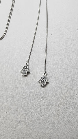 Brand New Sterling Silver 925 Double Hamsa Adjustable Necklace