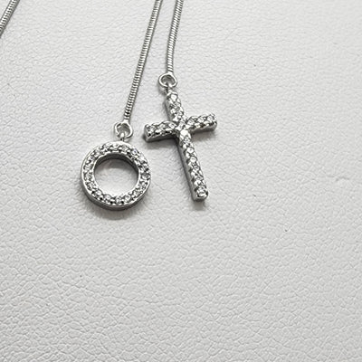 Brand New Sterling Silver 925 Cross & Circle Adjustable Necklace