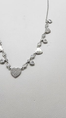 Brand New Sterling Silver 925 Multi Hearts Necklace