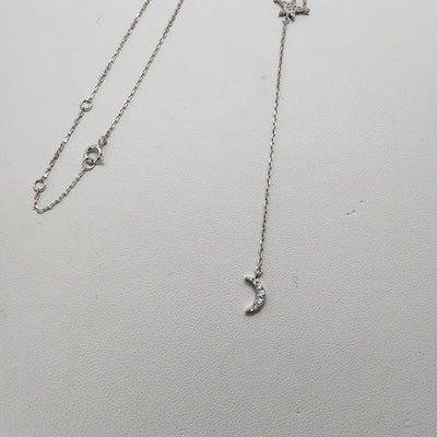 Brand New Sterling Silver 925 Star and Moon Necklace