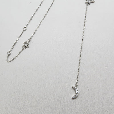 Brand New Sterling Silver 925 Star and Moon Necklace