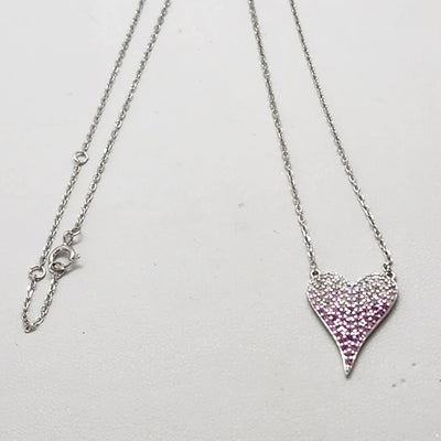 Brand New Sterling Silver 925 Pink Heart Necklace