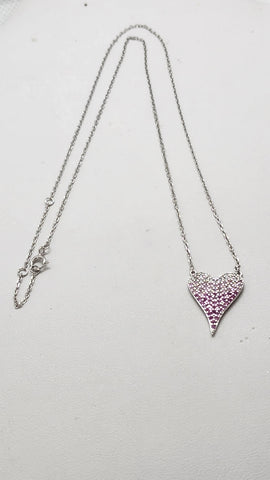 Brand New Sterling Silver 925 Pink Heart Necklace