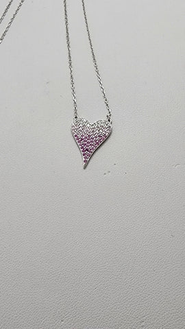 Brand New Sterling Silver 925 Pink Heart Necklace