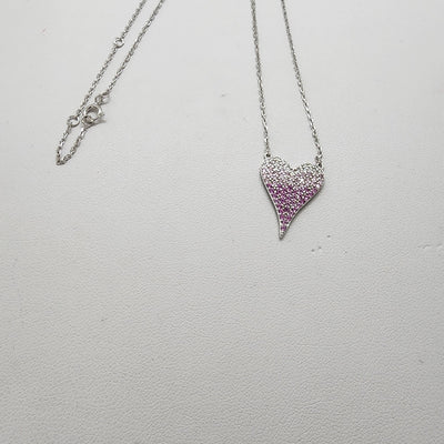 Brand New Sterling Silver 925 Pink Heart Necklace