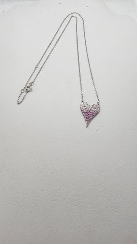 Brand New Sterling Silver 925 Pink Heart Necklace