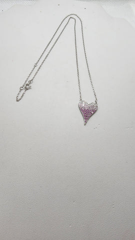 Brand New Sterling Silver 925 Pink Heart Necklace