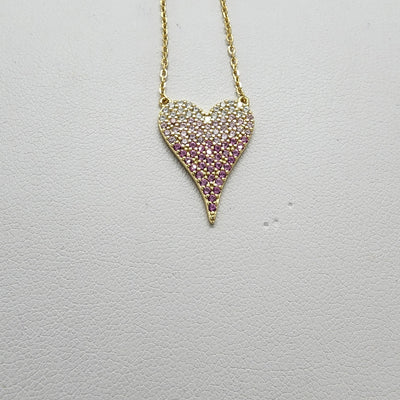 Brand New Sterling Silver 925 Pink Heart Necklace