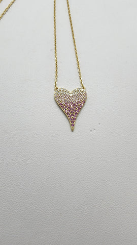 Brand New Sterling Silver 925 Pink Heart Necklace