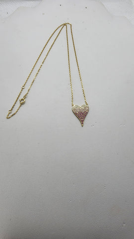 Brand New Sterling Silver 925 Pink Heart Necklace