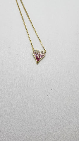 Brand New Sterling Silver 925 Pink Heart Necklace