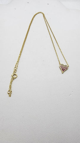 Brand New Sterling Silver 925 Pink Heart Necklace