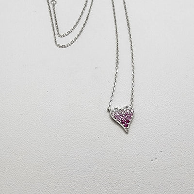 Brand New Sterling Silver 925 Pink Heart Necklace