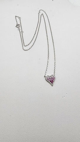 Brand New Sterling Silver 925 Pink Heart Necklace