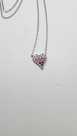 Brand New Sterling Silver 925 Pink Heart Necklace