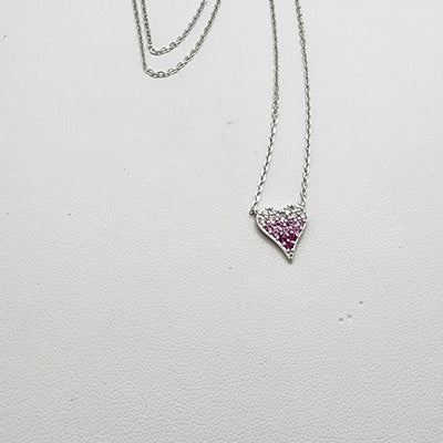 Brand New Sterling Silver 925 Pink Heart Necklace