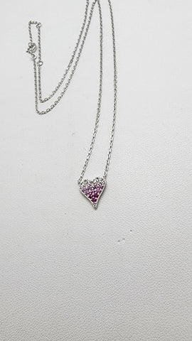 Brand New Sterling Silver 925 Pink Heart Necklace