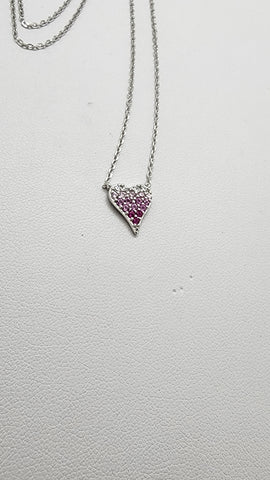 Brand New Sterling Silver 925 Pink Heart Necklace