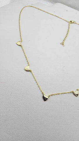 Brand New Sterling Silver 925 5 Hearts Necklace