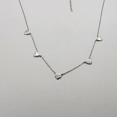 Brand New Sterling Silver 925 5 Hearts Necklace