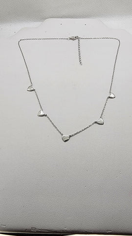 Brand New Sterling Silver 925 5 Hearts Necklace