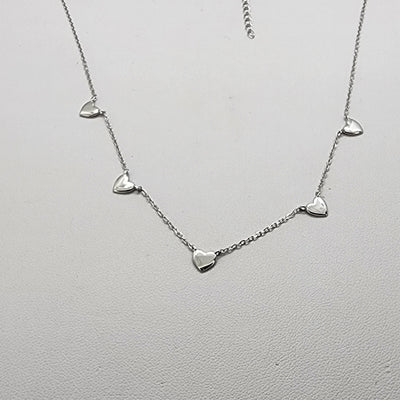 Brand New Sterling Silver 925 5 Hearts Necklace