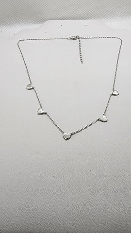 Brand New Sterling Silver 925 5 Hearts Necklace