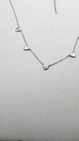 Brand New Sterling Silver 925 5 Hearts Necklace