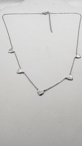 Brand New Sterling Silver 925 5 Hearts Necklace