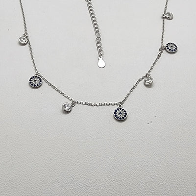 Brand New Sterling Silver 925 Multi Evil Eye Necklace