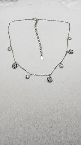 Brand New Sterling Silver 925 Multi Evil Eye Necklace