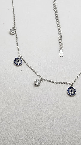 Brand New Sterling Silver 925 Multi Evil Eye Necklace