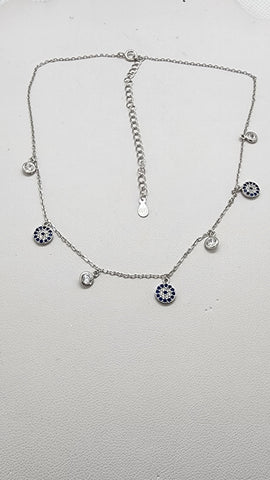 Brand New Sterling Silver 925 Multi Evil Eye Necklace