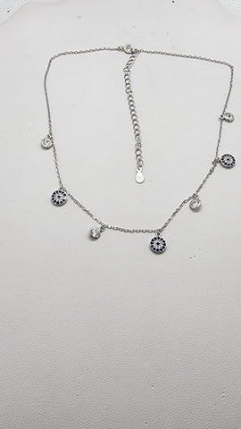 Brand New Sterling Silver 925 Multi Evil Eye Necklace