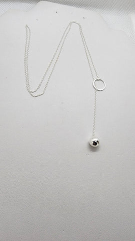 Brand New Sterling Silver 925 Ring Lariat Necklace