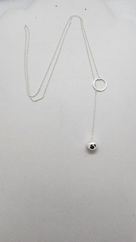 Brand New Sterling Silver 925 Ring Lariat Necklace