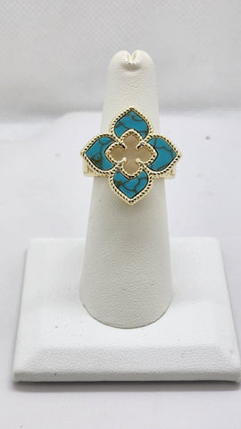 Brand New Blue Clover Brass Ring