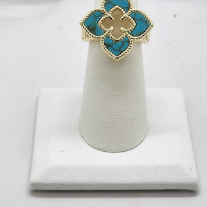 Brand New Blue Clover Brass Ring