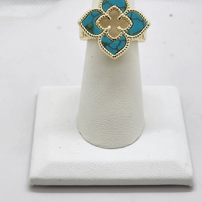 Brand New Blue Clover Brass Ring