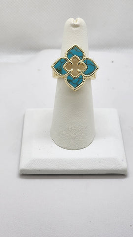 Brand New Blue Clover Brass Ring