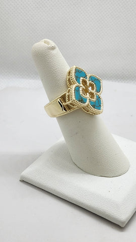 Brand New Blue Clover Brass Ring