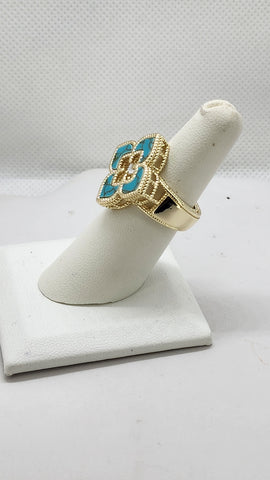 Brand New Blue Clover Brass Ring