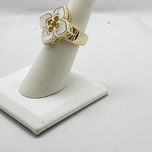 Brand New White Clover Brass Ring