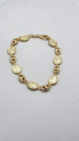 Brand New Brazilian 18k Gold Filled Virgen De Guadalupe Bracelet