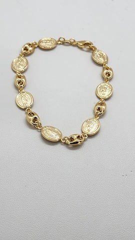 Brand New Brazilian 18k Gold Filled Virgen De Guadalupe Bracelet