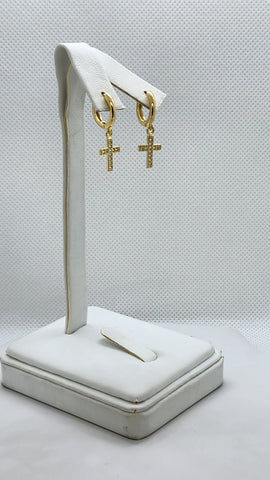 Brand New Brazilian 18k Gold Filled Cross Earrings