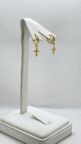 Brand New Brazilian 18k Gold Filled Cross Earrings