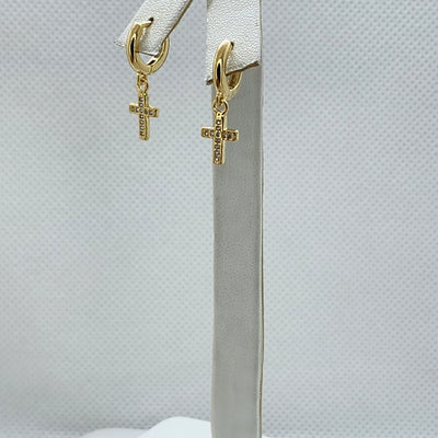 Brand New Brazilian 18k Gold Filled Cross Earrings